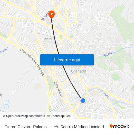 Tierno Galván - Palacio Congresos to Centro Médico Licinio de la Fuente map