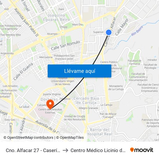 Cno. Alfacar 27 - Casería Montijo to Centro Médico Licinio de la Fuente map