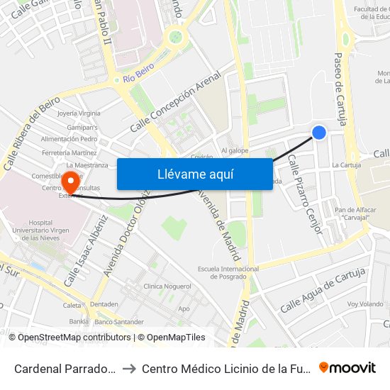 Cardenal Parrado 51 to Centro Médico Licinio de la Fuente map