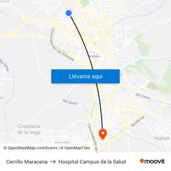 Cerrillo Maracena to Hospital Campus de la Salud map