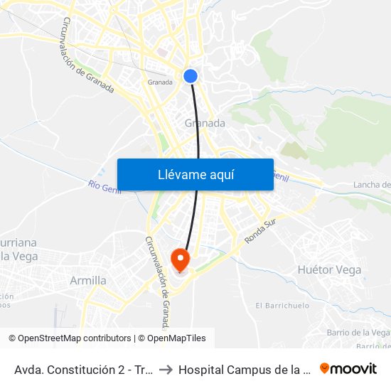 Avda. Constitución 2 - Triunfo to Hospital Campus de la Salud map