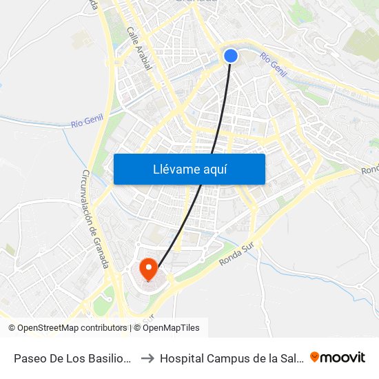 Paseo De Los Basilios 1 to Hospital Campus de la Salud map
