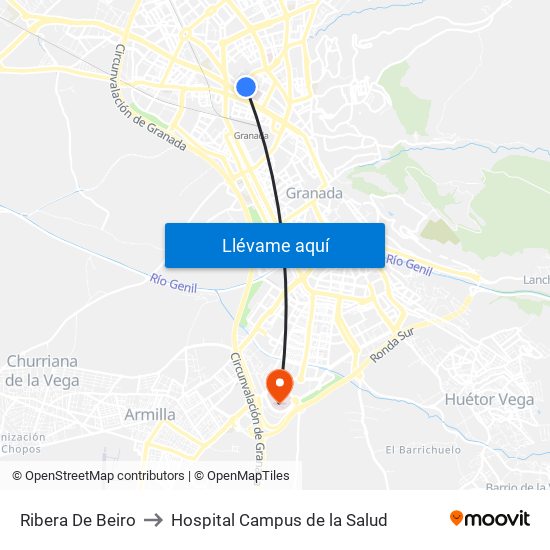 Ribera De Beiro to Hospital Campus de la Salud map