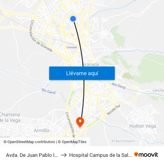 Avda. De Juan Pablo II 2 to Hospital Campus de la Salud map