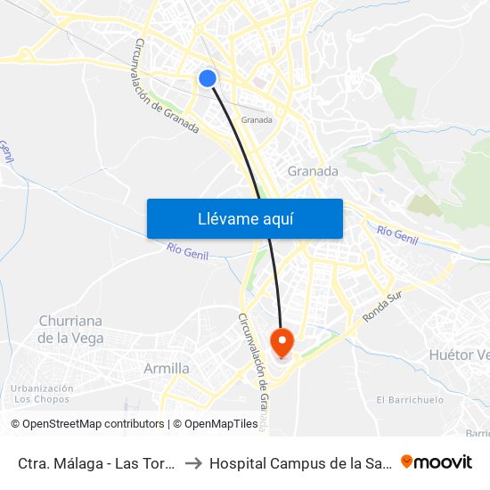 Ctra. Málaga - Las Torres to Hospital Campus de la Salud map