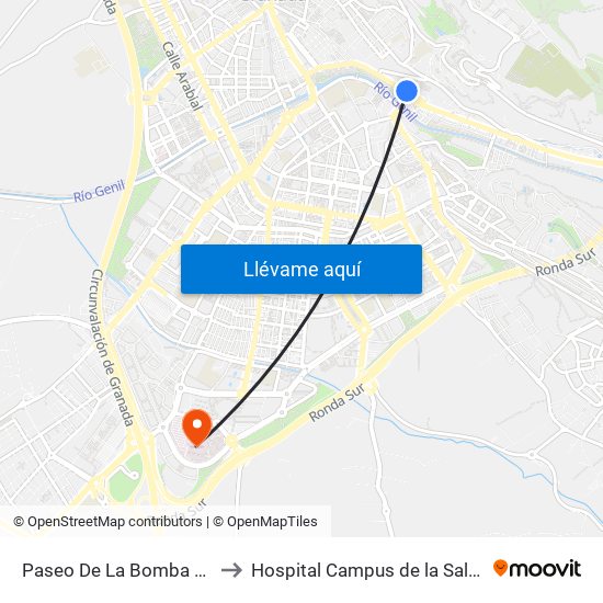 Paseo De La Bomba 17 to Hospital Campus de la Salud map