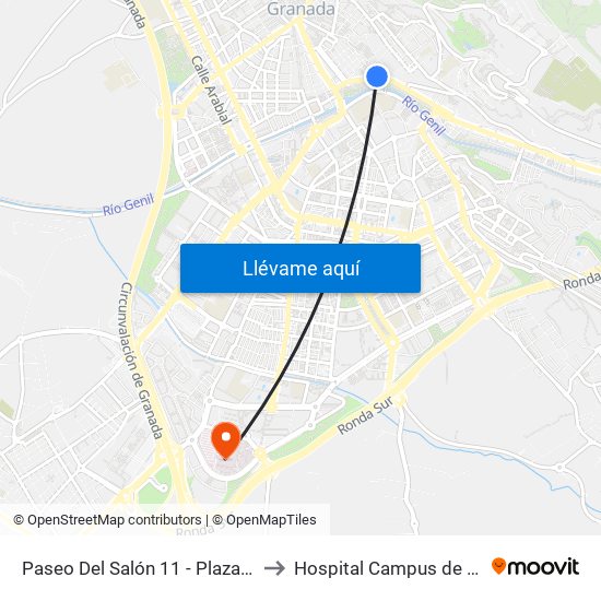 Paseo Del Salón 11 - Plaza Carretas to Hospital Campus de la Salud map