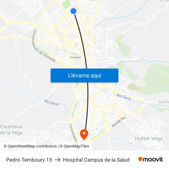 Pedro Temboury 15 to Hospital Campus de la Salud map