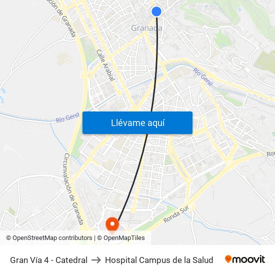 Gran Vía 4 - Catedral to Hospital Campus de la Salud map