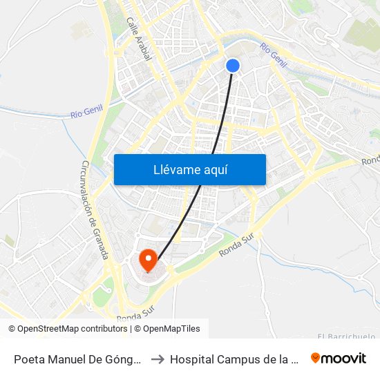 Poeta Manuel De Góngora 9 to Hospital Campus de la Salud map