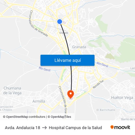 Avda. Andalucía 18 to Hospital Campus de la Salud map