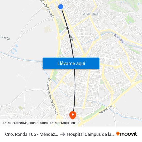 Cno. Ronda 105 - Méndez Núñez to Hospital Campus de la Salud map