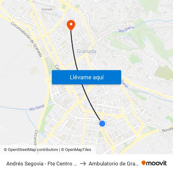Andrés Segovia - Fte Centro Cívico Zaidín to Ambulatorio de Gran Capitán map