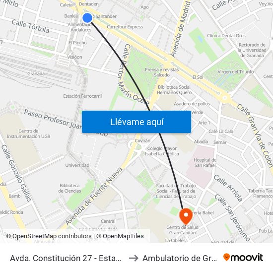 Avda. Constitución 27 - Estación Ferrocarril to Ambulatorio de Gran Capitán map