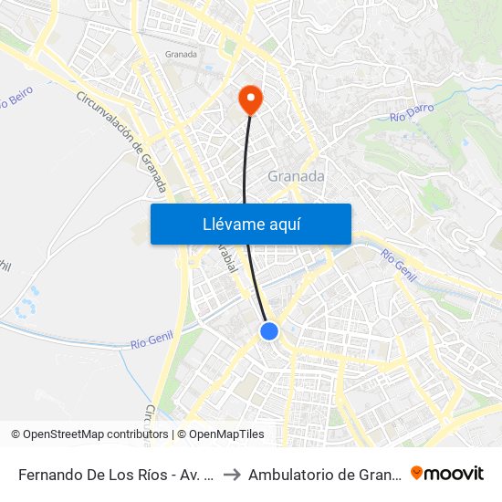 Fernando De Los Ríos - Av. Barcelona to Ambulatorio de Gran Capitán map