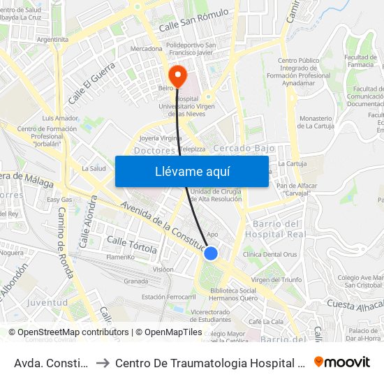 Avda. Constitución 20 to Centro De Traumatologia Hospital Virgen De Las Nieves map