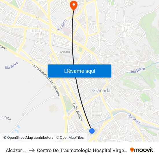 Alcázar Genil to Centro De Traumatologia Hospital Virgen De Las Nieves map