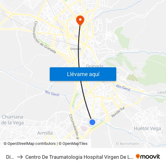 Dílar to Centro De Traumatologia Hospital Virgen De Las Nieves map