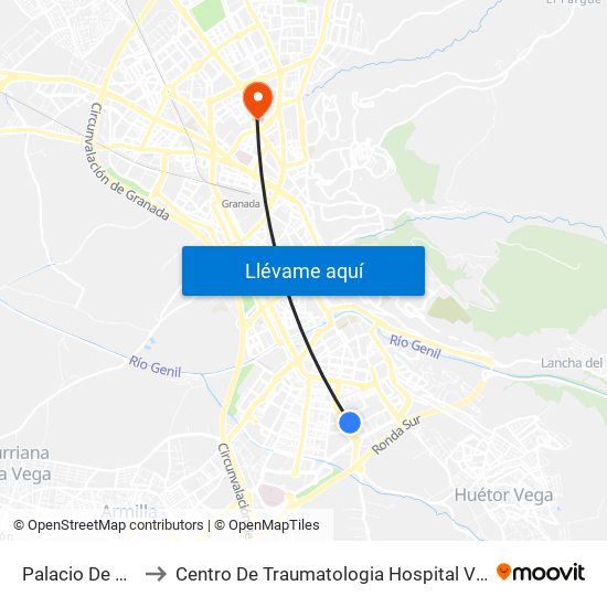 Palacio De Deportes to Centro De Traumatologia Hospital Virgen De Las Nieves map