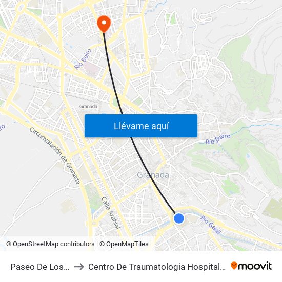 Paseo De Los Basilios 1 to Centro De Traumatologia Hospital Virgen De Las Nieves map