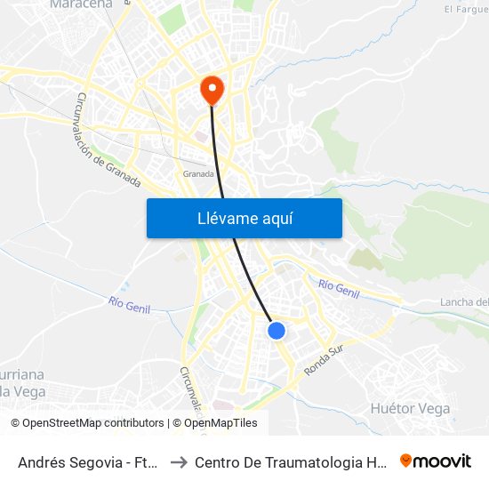 Andrés Segovia - Fte Centro Cívico Zaidín to Centro De Traumatologia Hospital Virgen De Las Nieves map