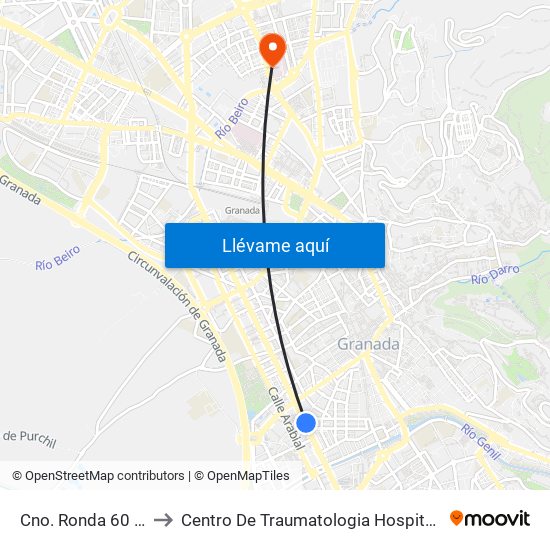 Cno. Ronda 60 - Recogidas to Centro De Traumatologia Hospital Virgen De Las Nieves map