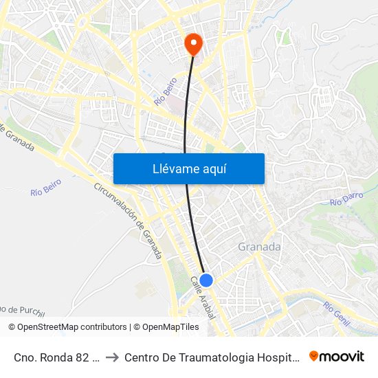 Cno. Ronda 82 - Recogidas to Centro De Traumatologia Hospital Virgen De Las Nieves map