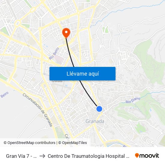 Gran Vía 7 - Catedral to Centro De Traumatologia Hospital Virgen De Las Nieves map