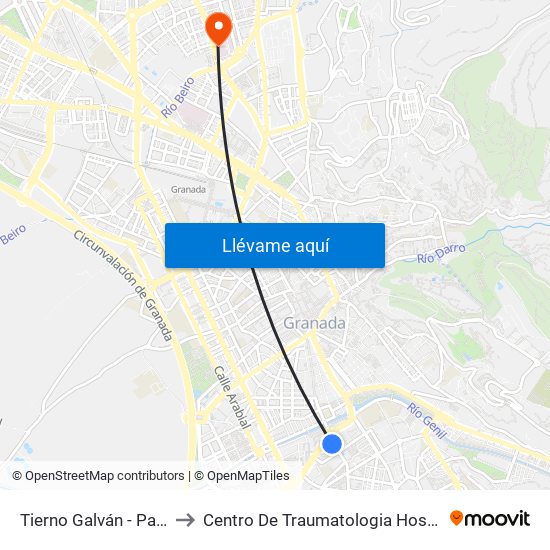 Tierno Galván - Palacio Congresos to Centro De Traumatologia Hospital Virgen De Las Nieves map