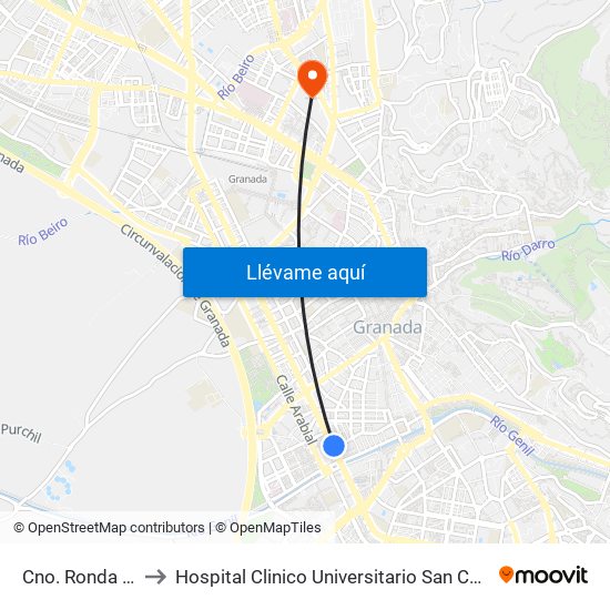 Cno. Ronda 38 to Hospital Clinico Universitario San Cecilio map