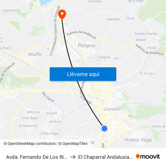 Avda. Fernando De Los Ríos 2 V to El Chaparral Andalusia Spain map