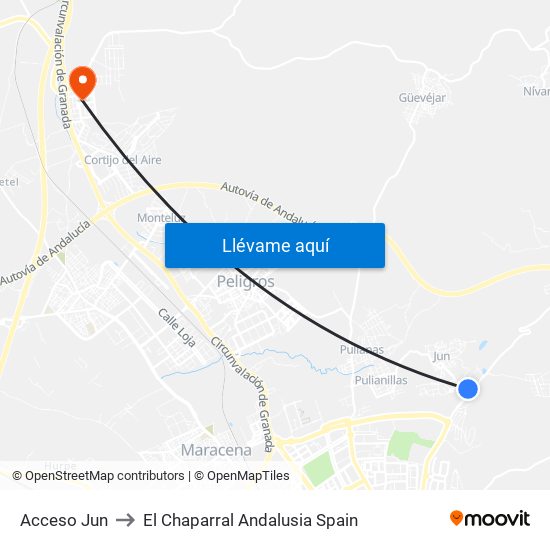 Acceso Jun to El Chaparral Andalusia Spain map