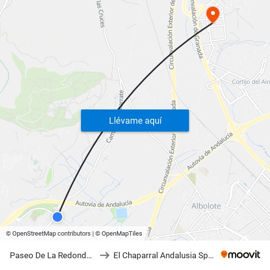 Paseo De La Redonda 1 to El Chaparral Andalusia Spain map