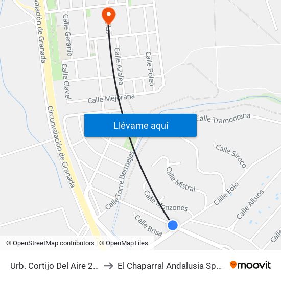 Urb. Cortijo Del Aire 2 V to El Chaparral Andalusia Spain map