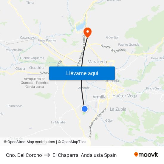 Cno. Del Corcho to El Chaparral Andalusia Spain map