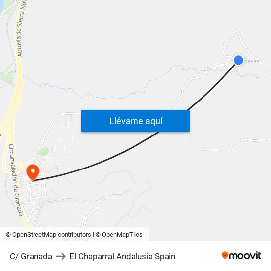 C/ Granada to El Chaparral Andalusia Spain map