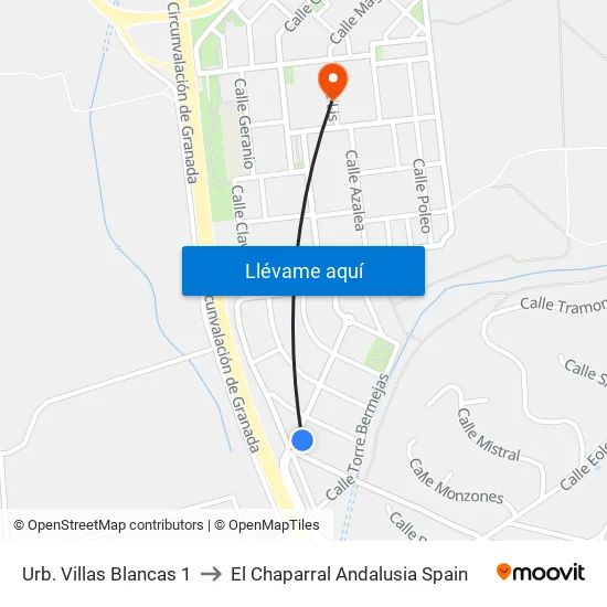 Urb. Villas Blancas 1 to El Chaparral Andalusia Spain map