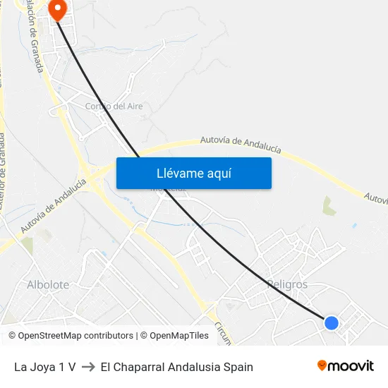 La Joya 1 V to El Chaparral Andalusia Spain map