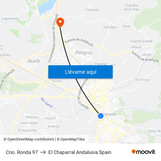 Cno. Ronda 97 to El Chaparral Andalusia Spain map