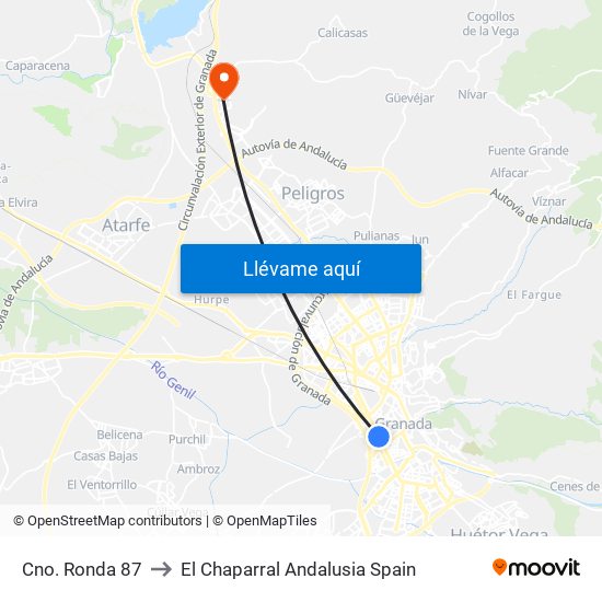Cno. Ronda 87 to El Chaparral Andalusia Spain map