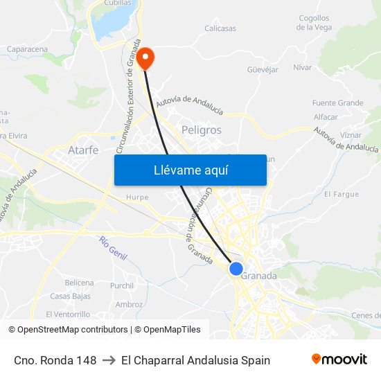 Cno. Ronda 148 to El Chaparral Andalusia Spain map