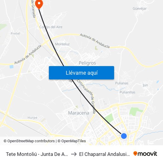 Tete Montoliú - Junta De Andalucía to El Chaparral Andalusia Spain map