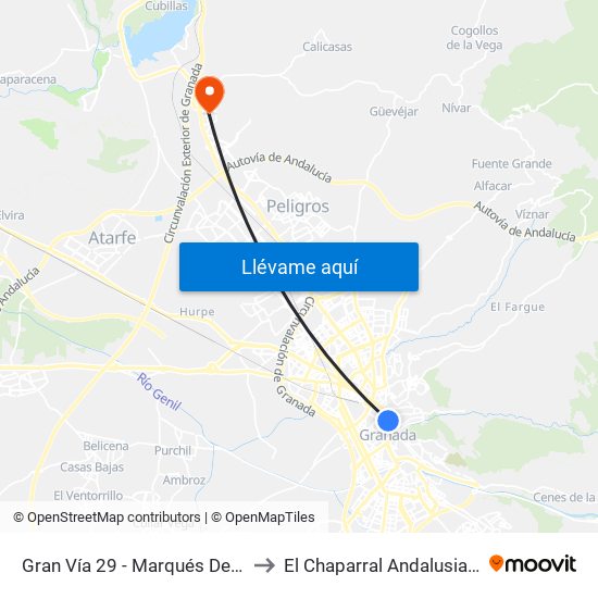 Gran Vía 29 - Marqués De Falces to El Chaparral Andalusia Spain map