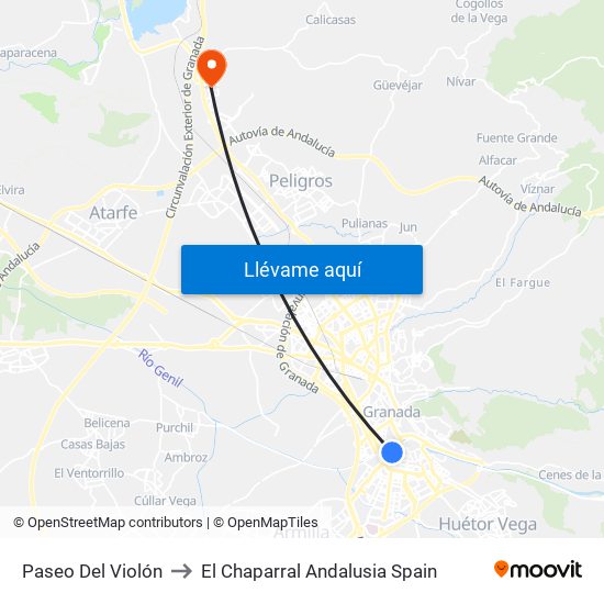 Paseo Del Violón to El Chaparral Andalusia Spain map