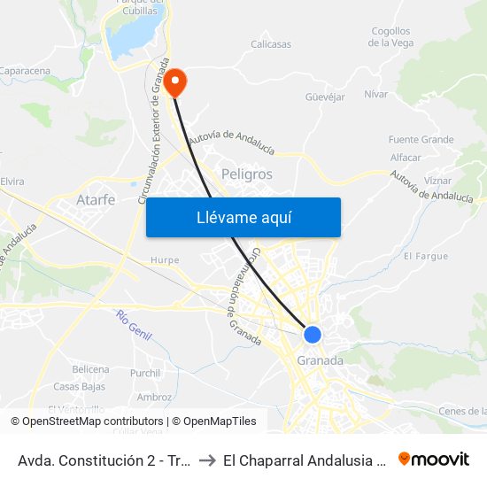 Avda. Constitución 2 - Triunfo to El Chaparral Andalusia Spain map