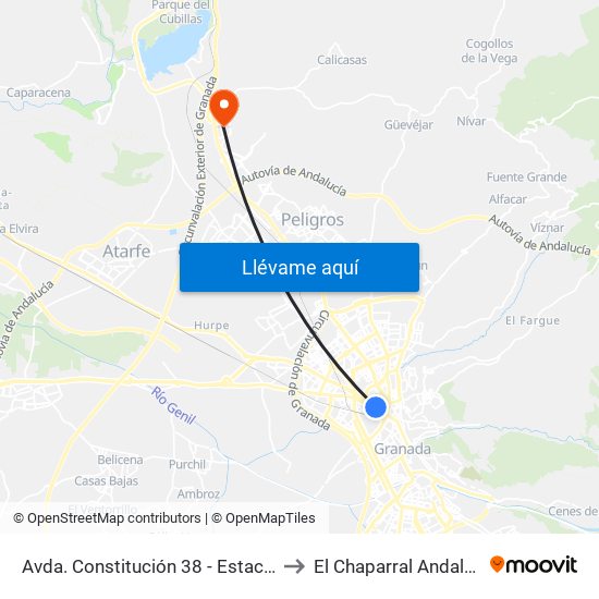 Avda. Constitución 38 - Estación Ferrocarril to El Chaparral Andalusia Spain map