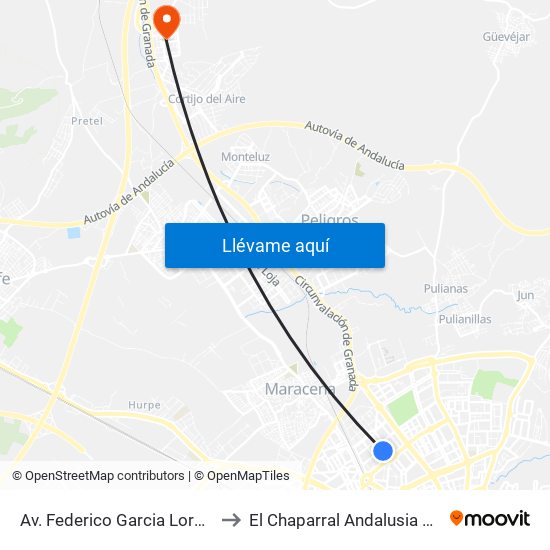Av. Federico Garcia Lorca 15 to El Chaparral Andalusia Spain map