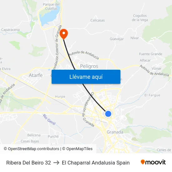 Ribera Del Beiro 32 to El Chaparral Andalusia Spain map