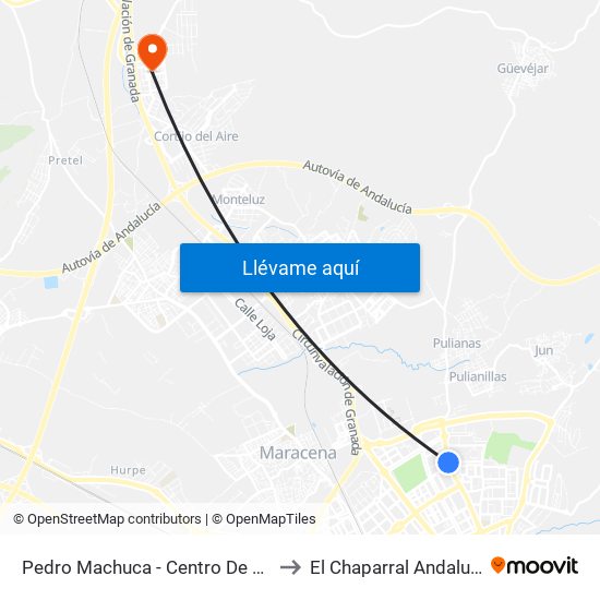 Pedro Machuca - Centro De Salud Cartuja to El Chaparral Andalusia Spain map
