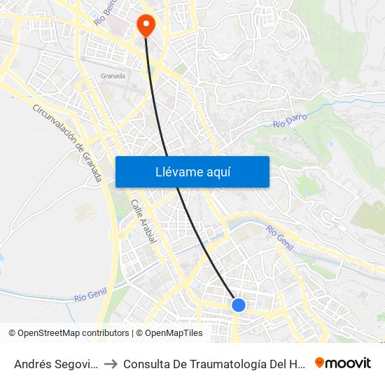 Andrés Segovia 43 - Hípica to Consulta De Traumatología Del Hospital Cliínico San Cecilio map